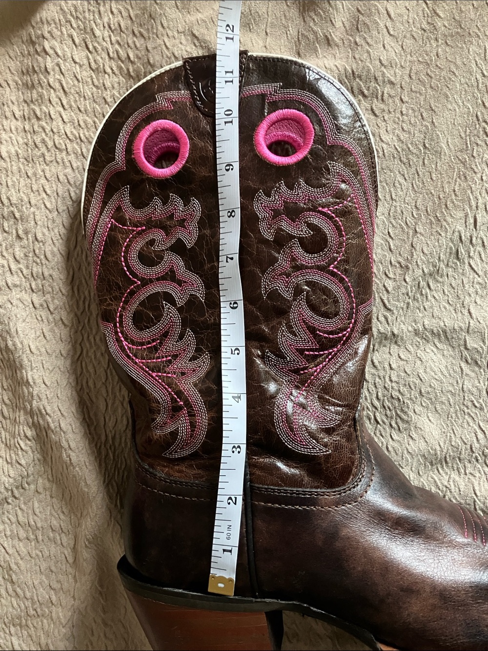 Ariat Crossfire Brown Pink Leather Square Toe Western Cowboy Boots Women's 10B - Picture 12 of 14